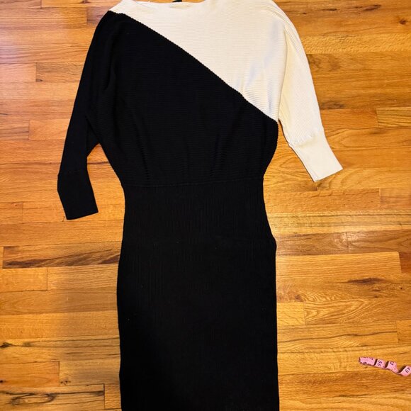 Express Color Block Asymmetrical Off-Shoulder Midi Sweater Dress – Size XL - Picture 11 of 11